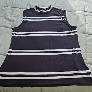 Elle Black and White Striped Tunic Top